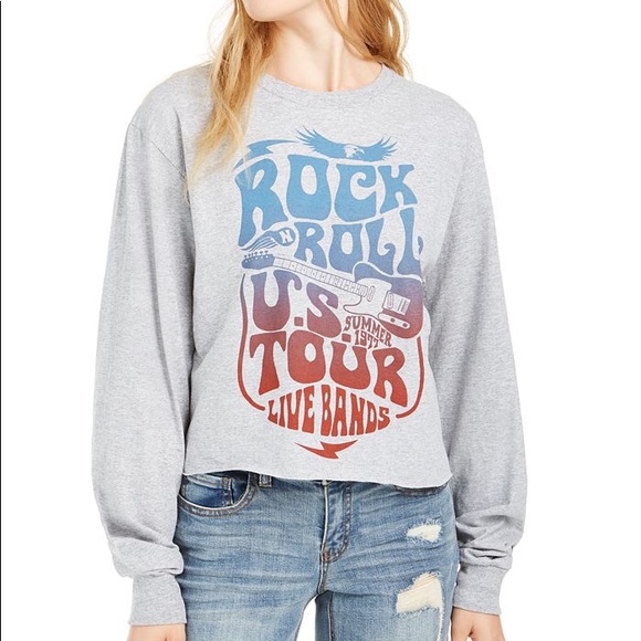 Love Tribe Tops - Love Tribe Rock N Roll Tour Graphic Tee Grey